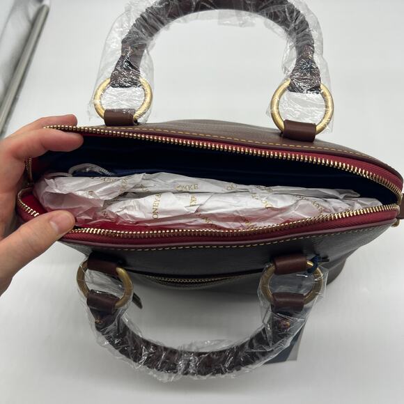 Dooney & Bourke Handbags Florentine Leather Domed Satchel Chestnut - Picture 3 of 16